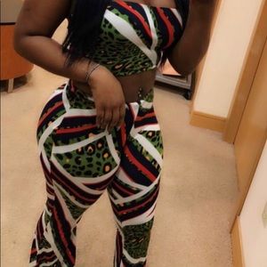 Bandeau Top and Flare Pants Matching Set